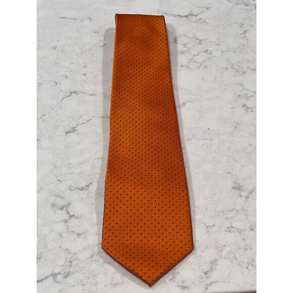 Beau Brummel Men Soho Jacquard Dots 100% Silk Career Office Tie One Size Orange - Picture 1 of 3